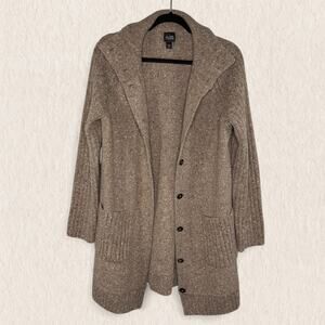 Eileen Fisher Lambswool Angora Silk Blend Cardigan Sweater XS Brown Cozy Fall